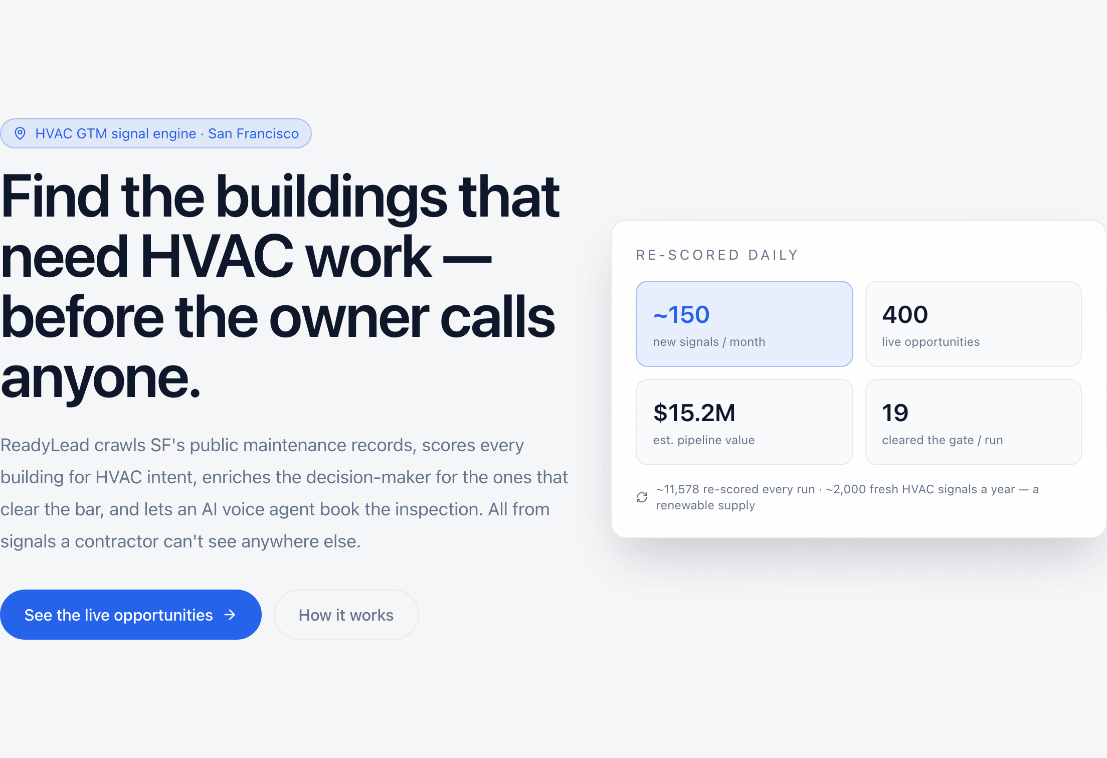 ReadyLead landing page