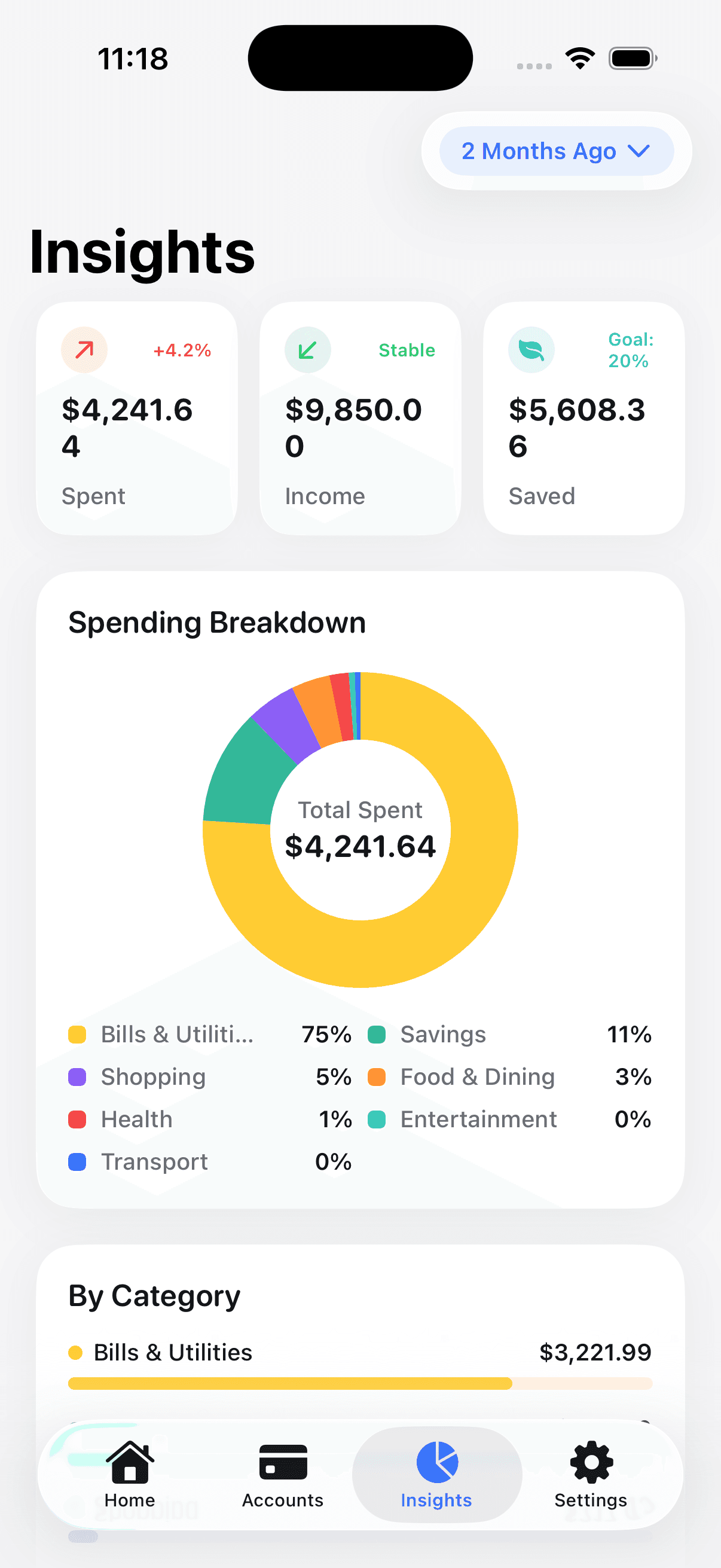 Ahead iOS safe-to-spend dashboard