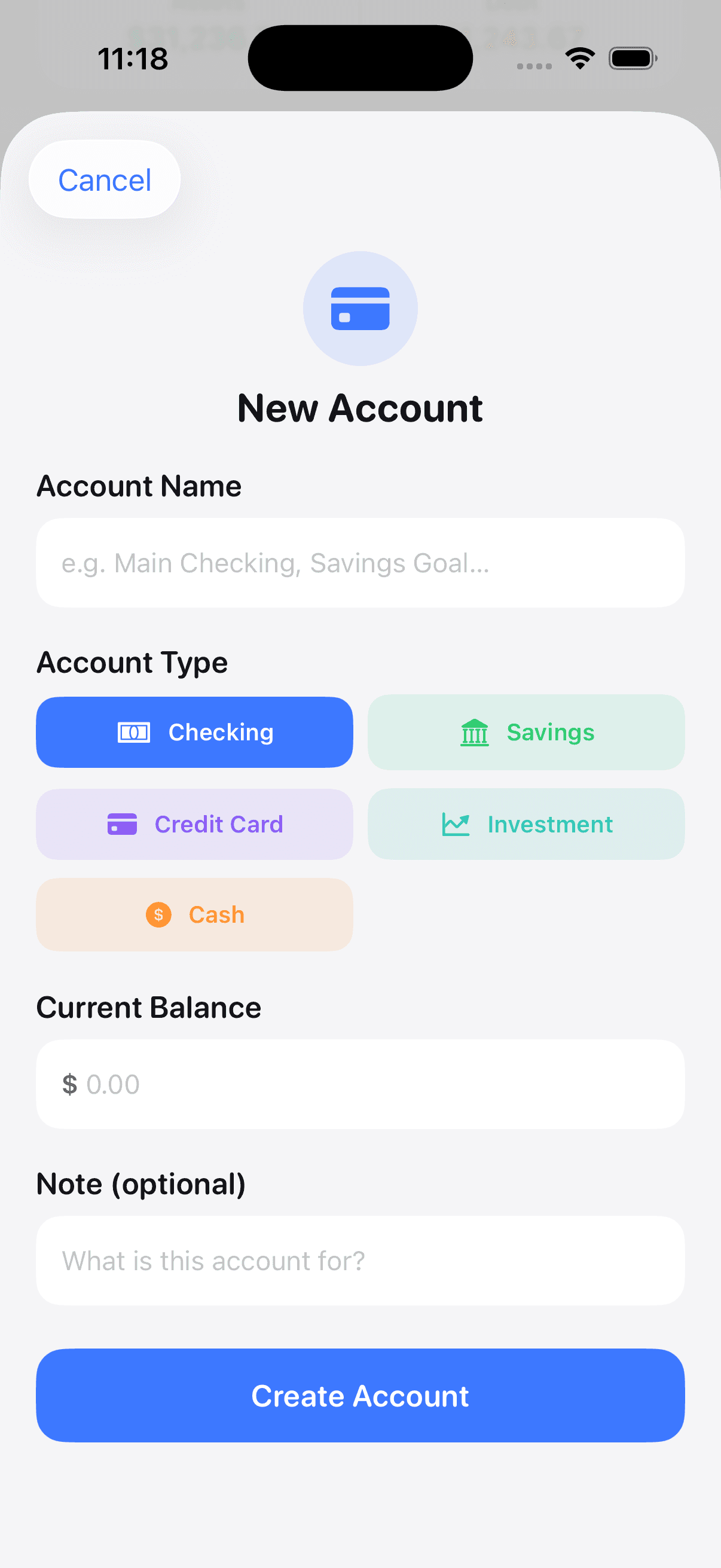 Ahead iOS goals and weekly budget screens